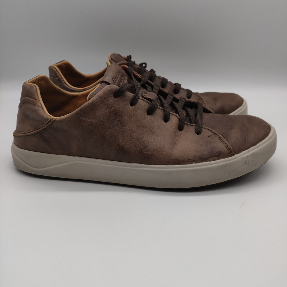 Olukai Shoes Men's 9 Brown Lae'ahi Li 'Ili Leather Drop In Heel Casual